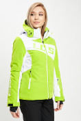 Оптом Горнолыжная куртка женская зеленого цвета 77030Z, фото 5