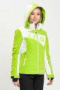 Оптом Горнолыжная куртка женская зеленого цвета 77030Z, фото 8