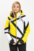 Оптом Горнолыжная куртка женская желтого цвета 77031J