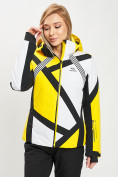 Оптом Горнолыжная куртка женская желтого цвета 77031J, фото 3