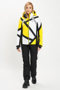 Оптом Горнолыжная куртка женская желтого цвета 77031J, фото 4