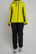Оптом Горнолыжная куртка женская желтого цвета 77033J, фото 14