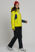 Оптом Горнолыжная куртка женская желтого цвета 77033J, фото 6