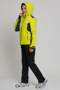 Оптом Горнолыжная куртка женская желтого цвета 77033J в Казани, фото 9
