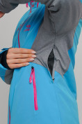 Оптом Горнолыжная куртка женская синего цвета 77033S, фото 4