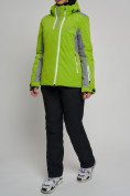 Оптом Горнолыжная куртка женская зеленого цвета 77033Z в Казани, фото 5