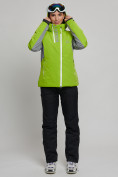 Оптом Горнолыжная куртка женская зеленого цвета 77033Z в Казани, фото 9