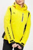 Оптом Горнолыжная куртка женская желтого цвета 77034J в Казани, фото 2