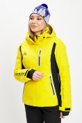 Оптом Горнолыжная куртка женская желтого цвета 77034J в Казани, фото 3