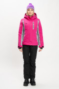 Оптом Горнолыжная куртка женская розового цвета 77034R, фото 10