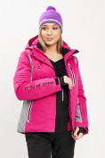 Оптом Горнолыжная куртка женская розового цвета 77034R, фото 13