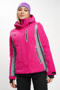 Оптом Горнолыжная куртка женская розового цвета 77034R в Казани, фото 3
