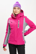 Оптом Горнолыжная куртка женская розового цвета 77034R
