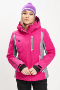 Оптом Горнолыжная куртка женская розового цвета 77034R, фото 2