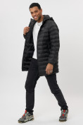 Оптом Куртка мужская демисезонная удлиненная черного цвета 7704Ch в Казани, фото 9