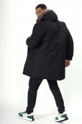 Оптом Парка мужская зимняя с мехом черного цвета 7707Ch в Казани, фото 10