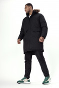 Оптом Парка мужская зимняя с мехом черного цвета 7707Ch в Казани, фото 14
