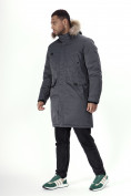 Оптом Парка мужская зимняя с мехом темно-серого цвета 7707TC в Казани, фото 2