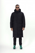 Оптом Куртка удлинённая мужская зимняя черного цвета 7708Ch в Екатеринбурге