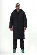 Оптом Куртка удлинённая мужская зимняя черного цвета 7708Ch в Екатеринбурге, фото 11
