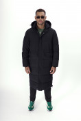 Оптом Куртка удлинённая мужская зимняя черного цвета 7708Ch в Екатеринбурге, фото 14
