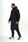 Оптом Куртка удлинённая мужская зимняя черного цвета 7708Ch в Екатеринбурге, фото 2