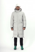Оптом Куртка удлинённая мужская зимняя светло-серого цвета 7708SS в Казани