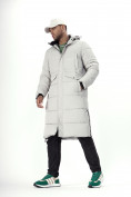 Оптом Куртка удлинённая мужская зимняя светло-серого цвета 7708SS в Казани, фото 15