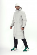 Оптом Куртка удлинённая мужская зимняя светло-серого цвета 7708SS в Казани, фото 2