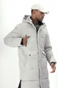 Оптом Куртка удлинённая мужская зимняя светло-серого цвета 7708SS в Казани, фото 20