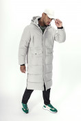 Оптом Куртка удлинённая мужская зимняя светло-серого цвета 7708SS в Казани, фото 22