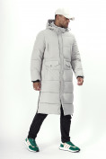 Оптом Куртка удлинённая мужская зимняя светло-серого цвета 7708SS в Казани, фото 3