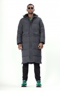 Оптом Куртка удлинённая мужская зимняя темно-серого цвета 7708TC в Екатеринбурге