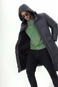 Оптом Куртка удлинённая мужская зимняя темно-серого цвета 7708TC в Екатеринбурге, фото 10