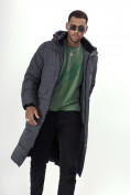 Оптом Куртка удлинённая мужская зимняя темно-серого цвета 7708TC в Казани, фото 12