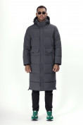 Оптом Куртка удлинённая мужская зимняя темно-серого цвета 7708TC в Екатеринбурге, фото 7