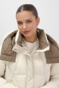 Оптом Пальто зимнее утепленное с капюшоном женское бежевого цвета 7709B, фото 13