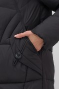 Оптом Пальто зимнее утепленное с капюшоном женское черного цвета 7709Ch, фото 7