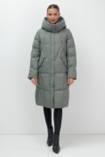 Оптом Пальто зимнее утепленное с капюшоном женское цвета хаки 7709Kh, фото 2