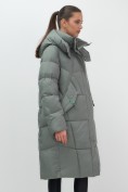 Оптом Пальто зимнее утепленное с капюшоном женское цвета хаки 7709Kh, фото 8