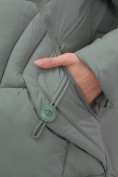 Оптом Пальто зимнее утепленное с капюшоном женское цвета хаки 7709Kh, фото 9