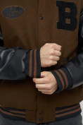 Оптом Бомбер мужской демисенный коричневого цвета 77161K в Екатеринбурге, фото 10