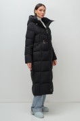Оптом Пальто зимнее утепленное с капюшоном женское черного цвета 7729Ch, фото 15