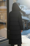 Оптом Пальто зимнее утепленное с капюшоном женское черного цвета 7729Ch, фото 3