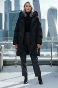 Оптом Пальто двубортная зимнее утепленное женское черного цвета 7732Ch, фото 2