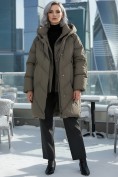 Оптом Пальто двубортная зимнее утепленное женское светло-коричневого цвета 7732SK, фото 5