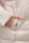Оптом Куртка двубортная женская зимняя с капюшоном бежевого цвета 7736B, фото 11
