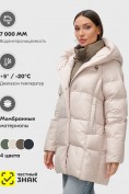 Оптом Куртка двубортная женская зимняя с капюшоном бежевого цвета 7736B