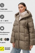 Оптом Куртка двубортная женская зимняя с капюшоном коричневого цвета 7736K