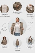 Оптом Куртка двубортная женская зимняя с капюшоном коричневого цвета 7736K, фото 3